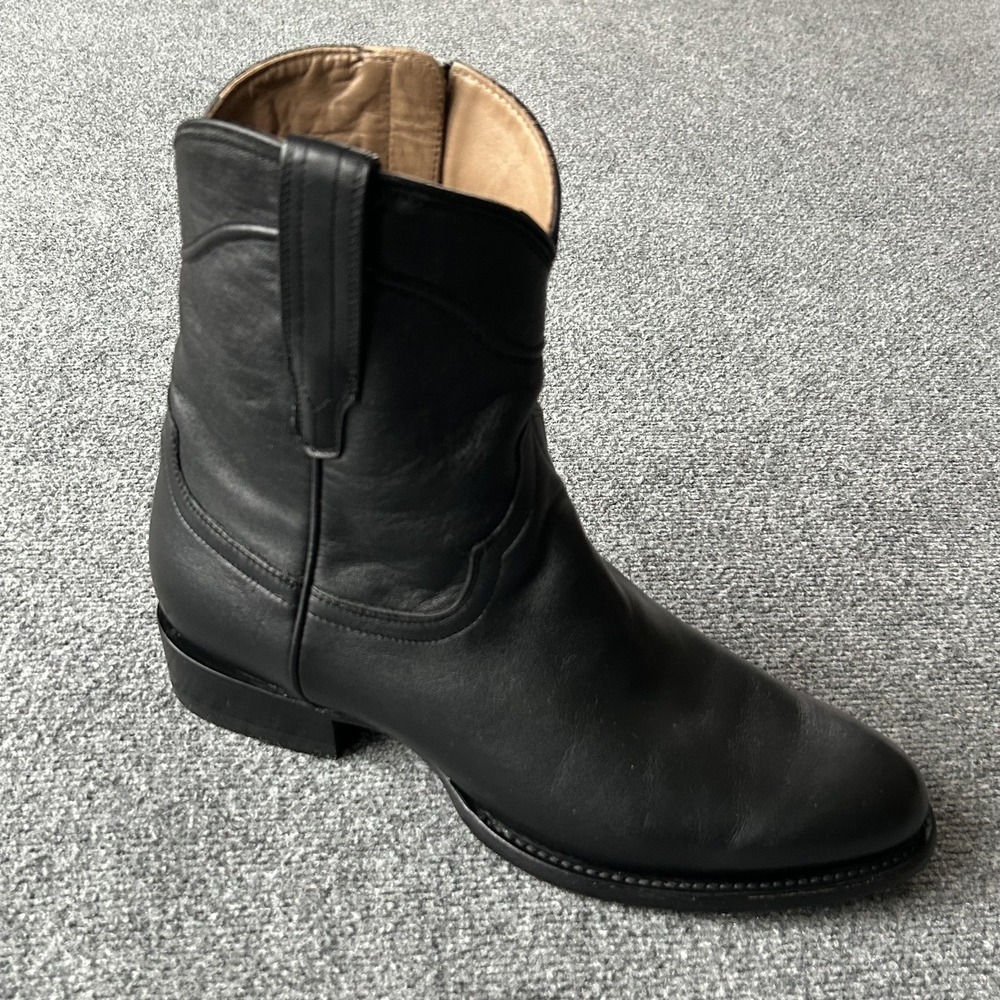 Tecovas Boots Mens Size 10.5EE Black Leather Western Ankle Zip Almond Toe 78707 - Picture 2 of 16